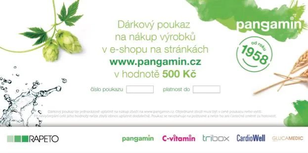 Dárkový poukaz Pangamin v hodnotě  500 Kč